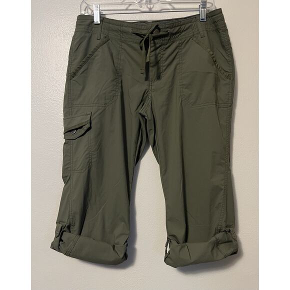 Rei Pants Womens 10 Petite Green Nylon Lightweight Cargo Rollup Hiking Camping - Picture 3 of 11